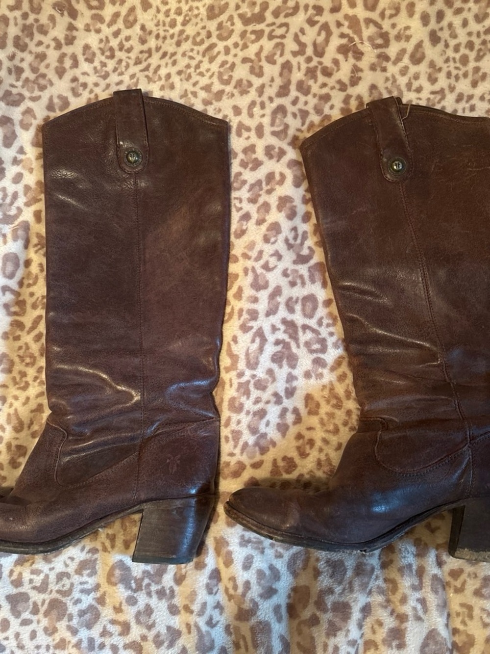 Frye Dark Brown Leather Mid-Calf Heeled Boots